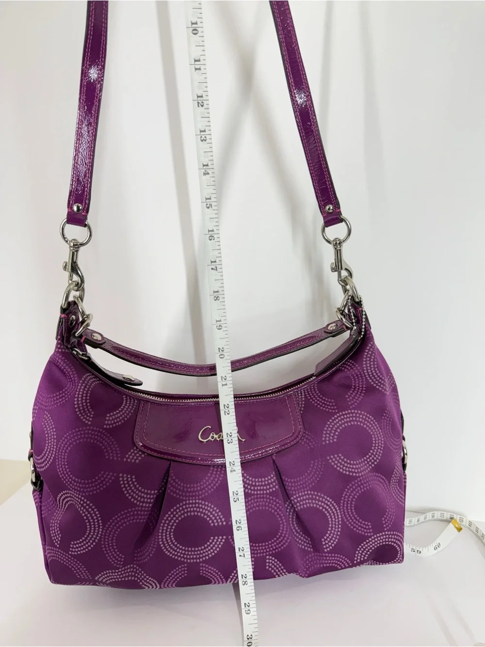 Coach Womens Ashley Dotted Op Art  Y2K Convertible Hobo Purple F20031 Crossbody